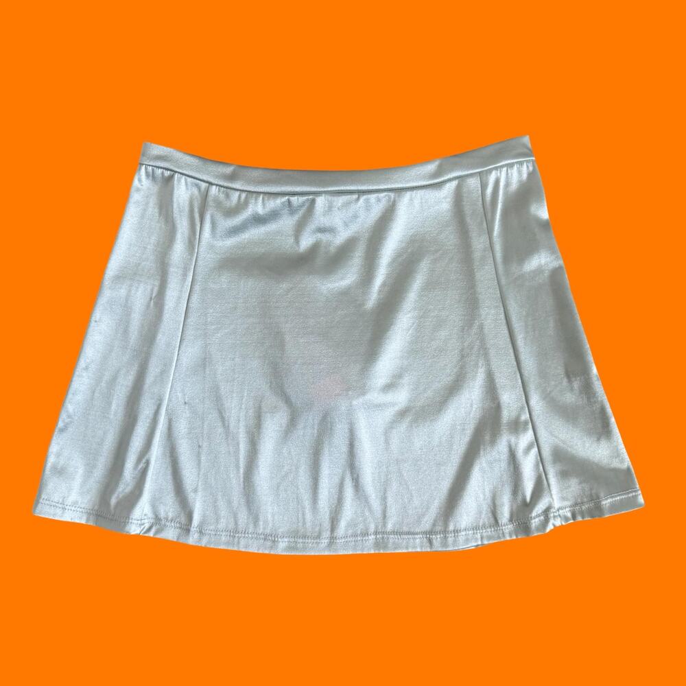 90's vintage metallic silver y2k micro mini skirt MEDIUM *deadstock*